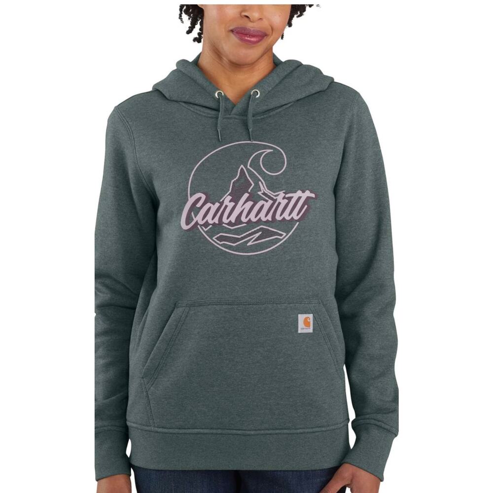 Carhartt Gray Hoodie with Pink Logo